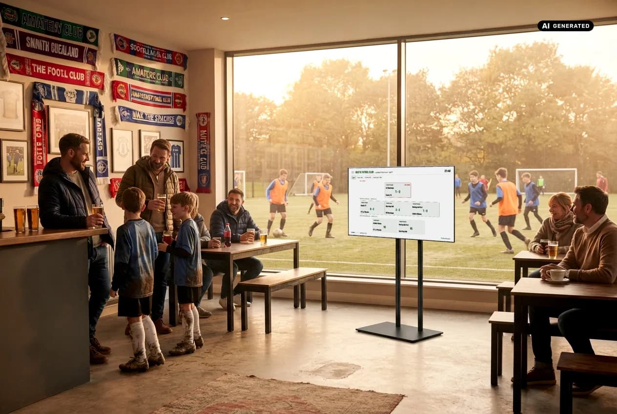 Recreación de un club de fútbol con el Display de ClubScore en una TV