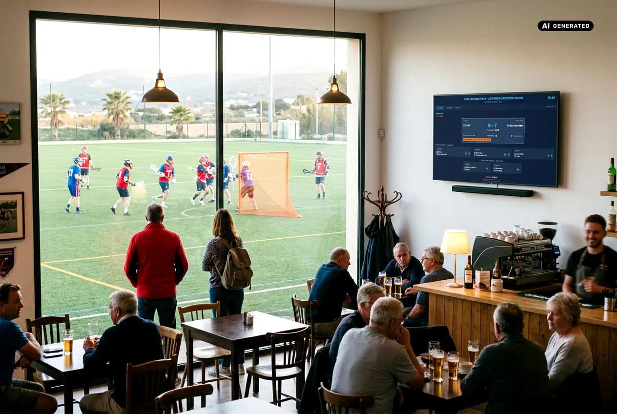 Recreació d'un club de lacrosse amb el Display de ClubScore en una TV